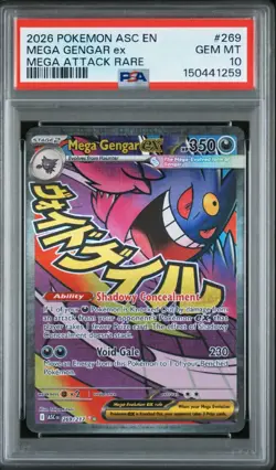 2026 POKEMON ASC EN-ASCENDED HEROES #269 MEGA GENGAR EX MEGA ATTACK RARE PSA 10 - Image 1