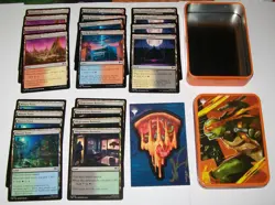 20x Dual Color Basic Land card lot w/ 1x Storage Tin & Sticker TNMT - Image 1