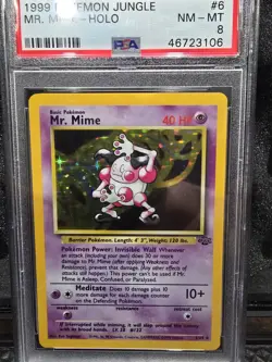 Pokemon Mr. Mime Jungle Holo Unlimited PSA 8 6/64 1999 Wizards Rare - Image 1