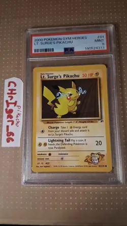 2000 Pokemon Gym Heroes Lt. Surge’s Pikachu 81/132 PSA 9 - Image 1