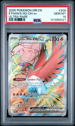 Pokemon Destined Rivals Ethan's Ho-oh Ultra Rare ex 209 PSA 10 - Image 1
