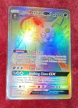 Alolan Persian GX 257/236 Rainbow Secret Cosmic Eclipse Sun & Moon Pokemon Card - Image 2