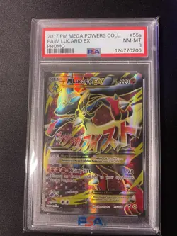 Pokemon M Lucario EX Mega Powers Coll. Full Alt Art Promo #55a PSA 8 - Image 1