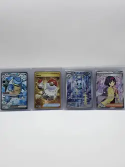Pokemon 151 Lot Poliwhirl IR, Blastoise ex FA, Erika's Invitation, Gold Switch - Image 1