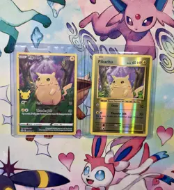 2021 Pokemon Celebrations Pikachu FA 005/025 & 2016 Reverse Holo Pikachu 35/108 - Image 1