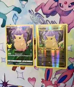 2021 Pokemon Celebrations Pikachu FA 005/025 & 2016 Reverse Holo Pikachu 35/108 - Image 3