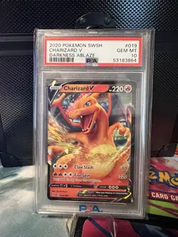 Pokemon 2020 SWSH Charizard v Darkness Ablaze #019/189 PSA10 - Image 1