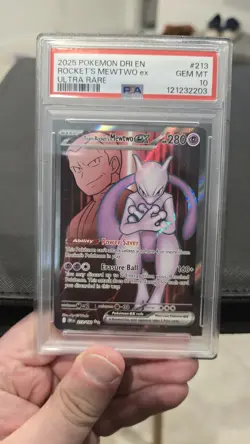 2025 POKEMON DRI EN-DESTINED RIVALS ULTRA RARE TEAM ROCKET'S MEWTWO EX PSA 10 - Image 1