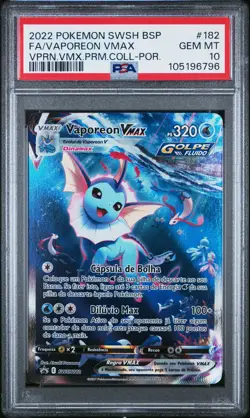 2022 POKEMON SWSH BLACK STAR PROMO #182 FULL ART/VAPOREON VMAX PSA 10 - Image 1