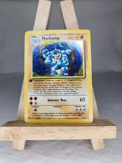 Pokemon TCG Base Set 1st Edition Machamp Cosmic Holo Rare Card 8/102 - Image 1