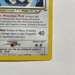 Pokemon TCG Light Dragonite Neo Destiny Holo Card 14/105 Vintage Trading Card - Image 5