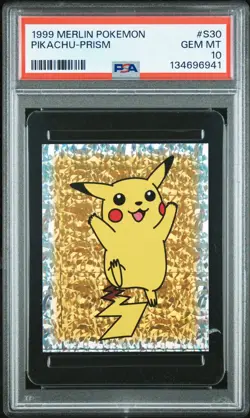1999 MERLIN POKEMON S30 PIKACHU PRISM PSA 10 - Image 1