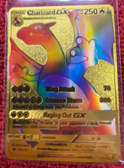 Pokemon Stage 2 TCG Rainbow Gold Card 150/147 - Charizard GX HP250 RARE (1589) - Image 3