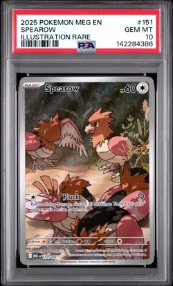 SPEAROW #151 PSA 10 GEM MINT 2025 Illustration RARE Pokemon Mega Evolutions - Image 1