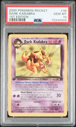PSA 10 Dark Kadabra 1st Edition Team Rocket 39/82 1st Edition Pokemon Card - Image 1