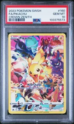 POKEMON PSA 10 GEM MINT PIKACHU FULL ART 160/159 CROWN ZENITH - Image 1