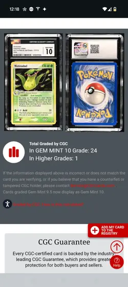 (POP 24) Pokemon Victreebel 17/112 Holo EX Fire Red & Leaf Green CGC 10 GEM MINT - Image 4