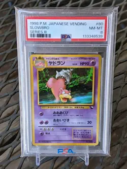 1998 Pokemon Japanese Slowbro #80 Glossy Vending Series 3 PSA 8 NM-MT - Image 1