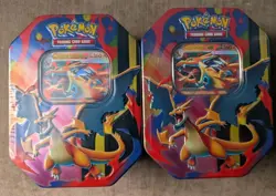 Mega Charizard Y Tins Sealed 2026 Set of 2 Pokemon TCG Phantasmal Flames - Image 1
