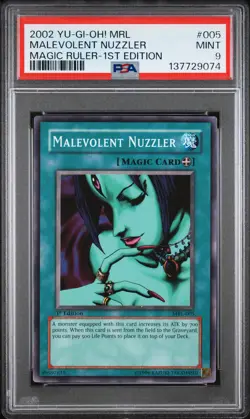 2002 YU-GI-OH! MRL-MAGIC RULER 1ST ED #005 MALEVOLENT NUZZLER PSA 9 - Image 1