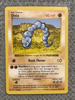 Pokemon TCG Onix Base Set, Shadowless Common Card 56/102 LP Condition - Image 1