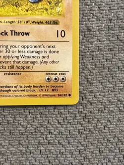 Pokemon TCG Onix Base Set, Shadowless Common Card 56/102 LP Condition - Image 2