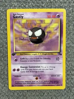 Pokemon TCG Gastly Fossil, 1st Edition Uncommon Card 33/62 LP Condition - Image 1