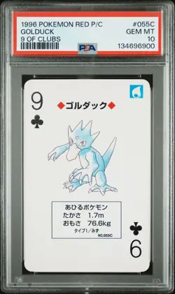 1996 POKEMON RED VERSION PLAYING CARDS 055C GOLDUCK 9 OF CLUBS PSA 10 - Image 1