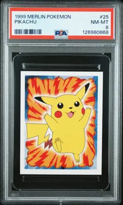 1999 MERLIN POKEMON #25 PIKACHU PSA 8 - Image 1