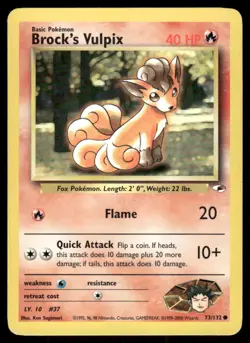 Pokemon Tcg Brock's Vulpix #73 Pokemon Gym Heroes LP - Image 1