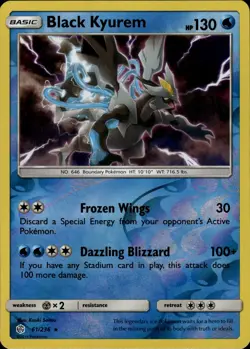 Black Kyurem Holo Rare SM Cosmic Eclipse 61/236 Water Reverse Holo Pokemon Card - Image 1