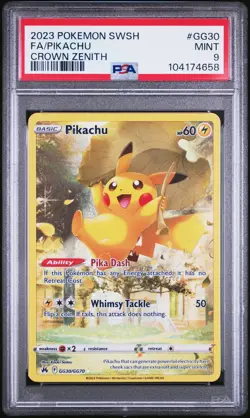 2023 POKEMON SWORD & SHIELD CROWN ZENITH #GG30 FULL ART/PIKACHU PSA 9 - Image 1