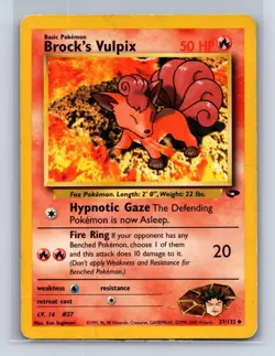 BROCK'S VULPIX 37/132 UC GYM CHALLENGE POKEMON UNLIMITED MP - Image 1
