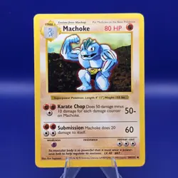 Shadowless Machoke 34/102 Base Set Pokemon Uncommon 1999 WOTC LP - Image 1