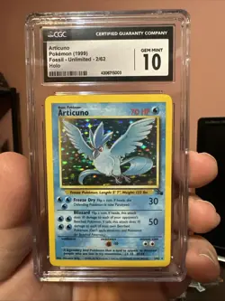 Pokemon 1999 Fossil Articuno 2/62 Holo Rare CGC Gem Mint 10!! - Image 1