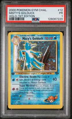 2000 POKEMON GYM CHALLENGE HOLO-1ST ED #12 MISTY'S GOLDUCK PSA 1 - Image 1