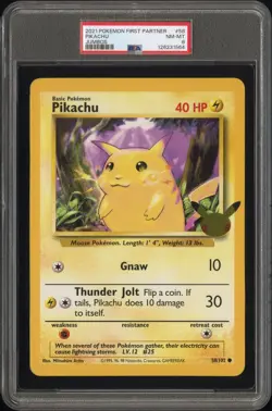 2021 Pokemon First Partner Jumbos #58 Pikachu PSA 8 - Image 1