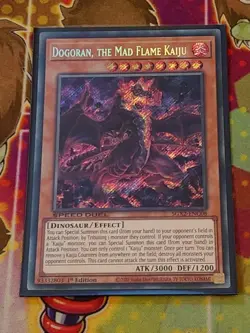Yugioh Dogoran, the Mad Flame Kaiju SGX2-ENC08 Secret Rare 1st Edition Mint - Image 1