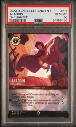PSA 10 2023 DISNEY LORCANA EN 1-THE FIRST CHAPTER #211 ALADDIN ENCHANTED - Image 1