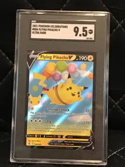 2021 Pokemon Celebrations 006/025 Flying Pikachu V HOLO Card SGC 9.5 Mint+ - Image 1
