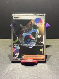 Pokemon TCG Penny Paldean Fates Trainer Holo Card 239/091 Illustration Rare - Image 1