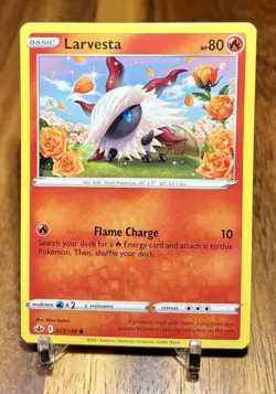 Larvesta 023/198 Non Holo Common Chilling Reign Pokemon Card NM - Image 1