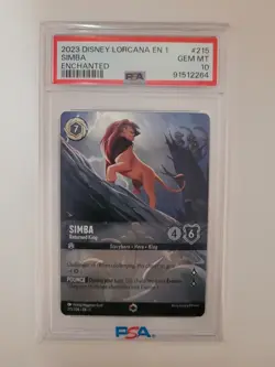 Disney Lorcana Simba Returned King Enchanted Card 215/204 PSA 10 - Image 1