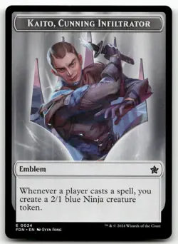 Emblem - Kaito, Cunning Infiltrator // Ninja Doubled-Sided Token MTG Foundations - Image 1