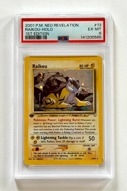 2001 Pokemon Neo Revelation #13/64 Raikou Holo 1st Edition with Swirl PSA 6 - Image 1