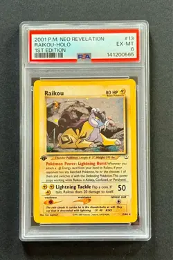 2001 Pokemon Neo Revelation #13/64 Raikou Holo 1st Edition with Swirl PSA 6 - Image 2