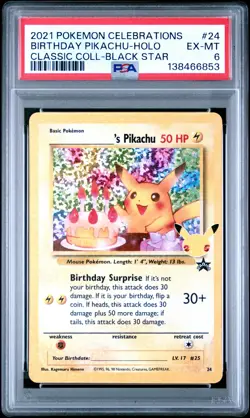Birthday Pikachu Holo 24 Celebrations Classic Collection Pokemon PSA 6 *853 - Image 1