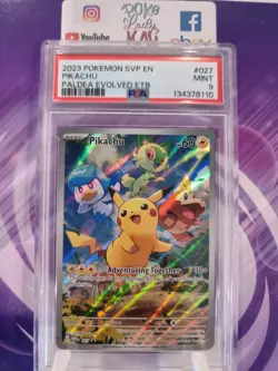 PSA Mint 9 2023 Pokemon Black Star Promo Pikachu Illustration Rare 027 - Image 1
