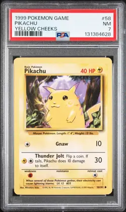 Pokemon TCG Pikachu 58/102 Base Set Yellow Cheeks PSA 7 - Image 1