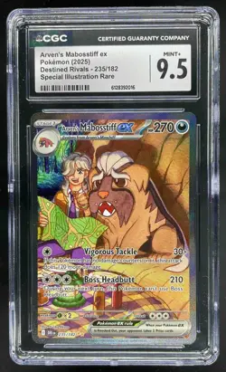 2025 Pokemon Destined Rivals Arven's Mabosstiff ex SIR CGC 9.5 Mint+ #235/182 - Image 1